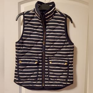 J Crew navy and white quilted vest